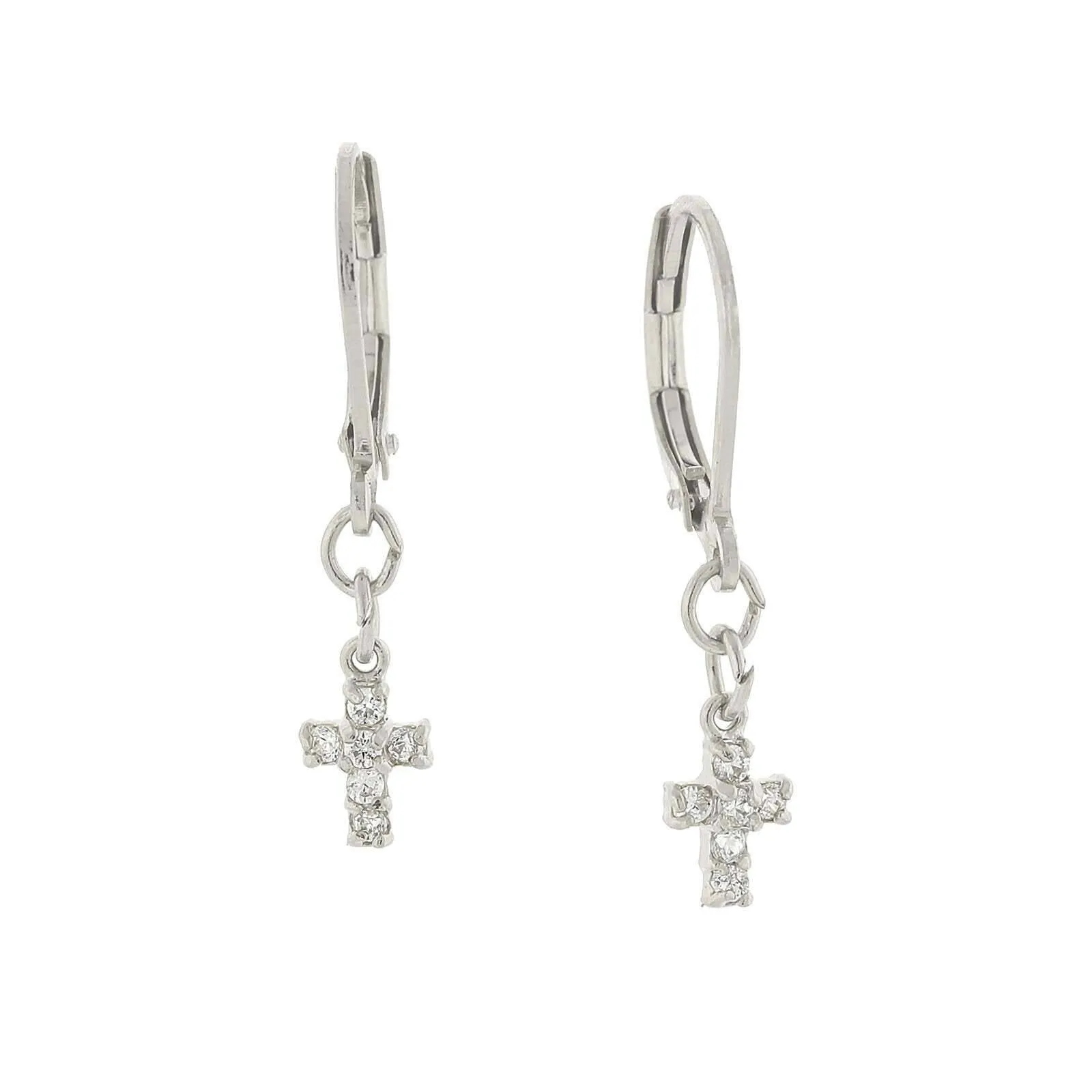 1928 Jewelry Cubic Zirconia Petite Cross Drop Earrings 1928 Jewelry
