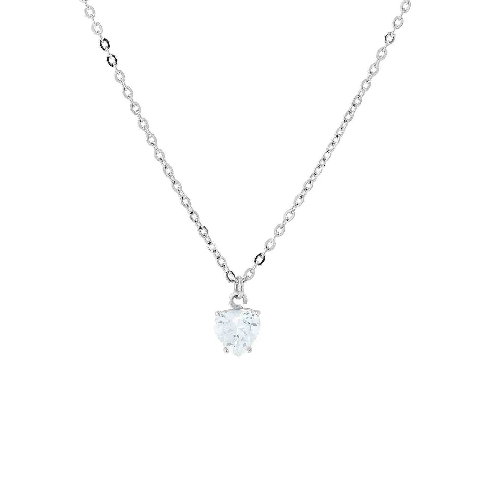 1928 Jewelry Cubic Zirconia Solitaire Heart Pendant Necklace 16"   3" Extender 1928 Jewelry