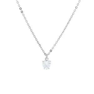1928 Jewelry Cubic Zirconia Solitaire Heart Pendant Necklace 16"   3" Extender 1928 Jewelry