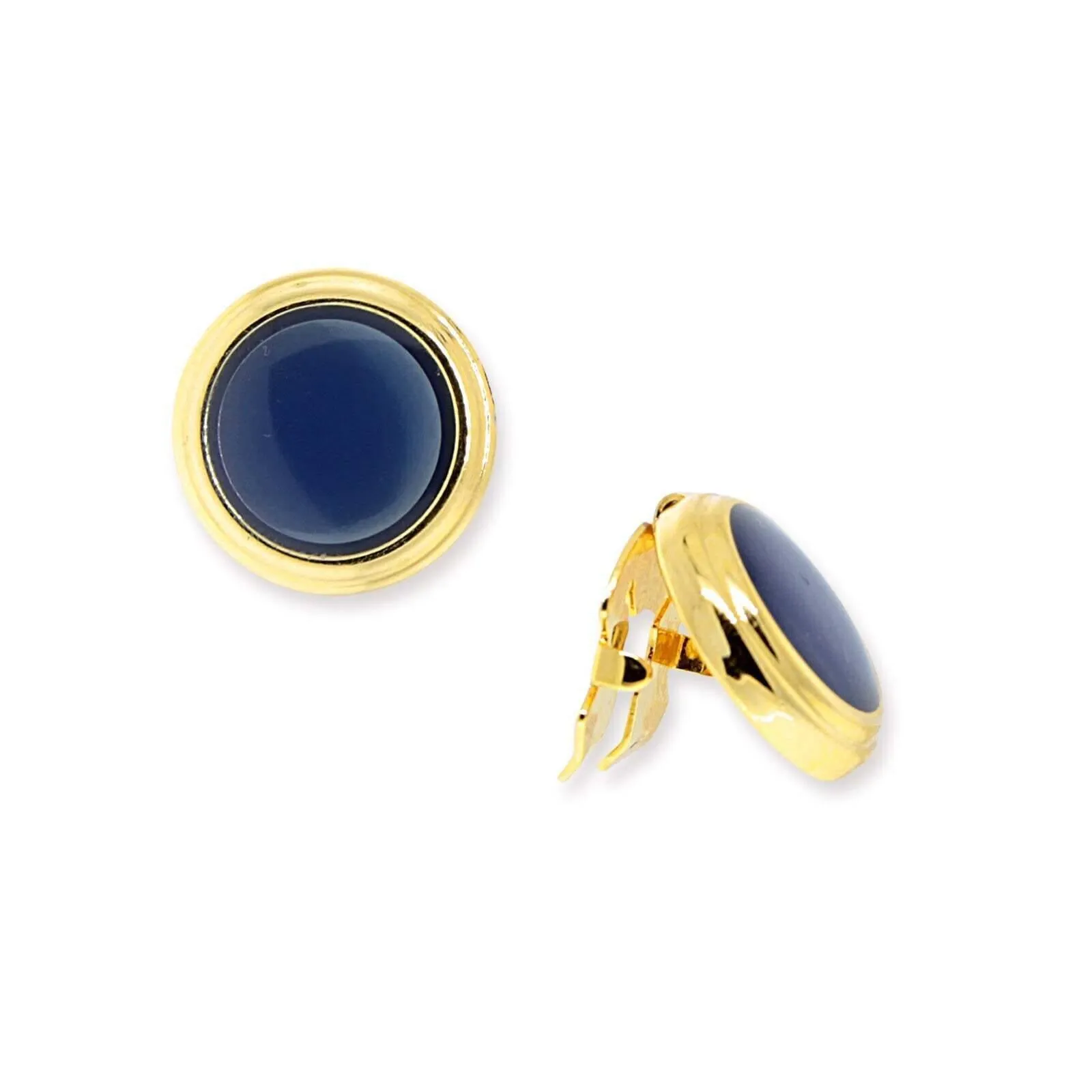 1928 Jewelry CUFF IT! Cufflinks Blue Enamel Transparency Button Cover 1928 Jewelry