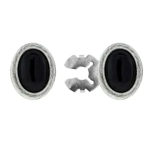 1928 Jewelry CUFF IT! Cufflinks Genuine Stone Oval Button Cover 1928 Jewelry