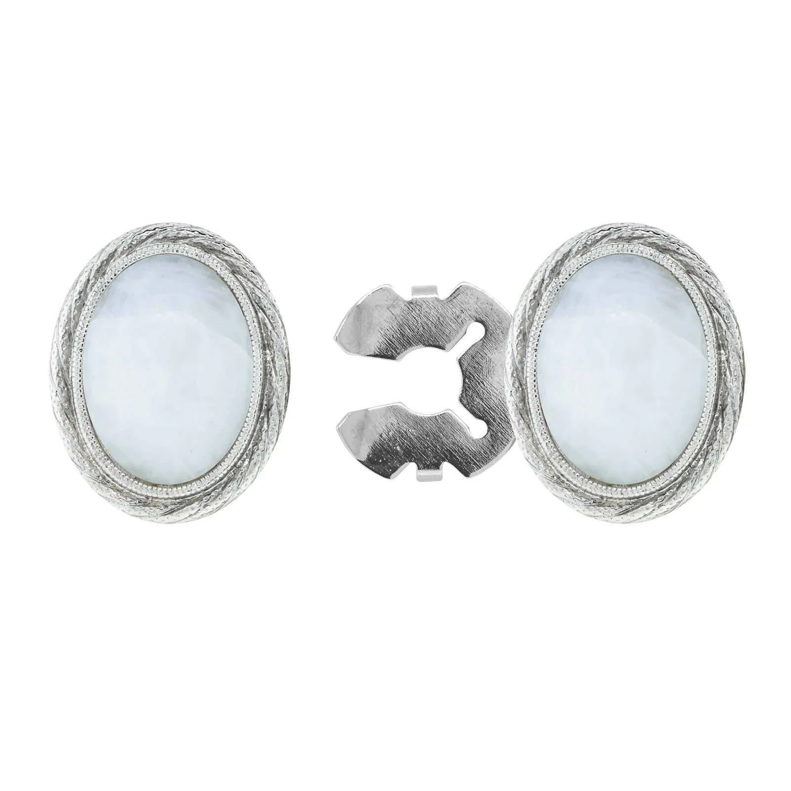 1928 Jewelry CUFF IT! Cufflinks Genuine Stone Oval Button Cover 1928 Jewelry