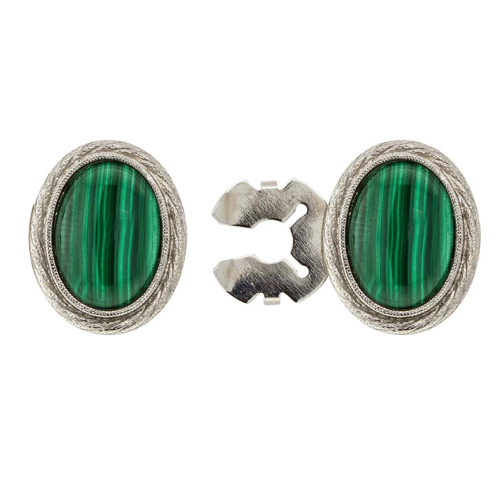 1928 Jewelry CUFF IT! Cufflinks Genuine Stone Oval Button Cover 1928 Jewelry