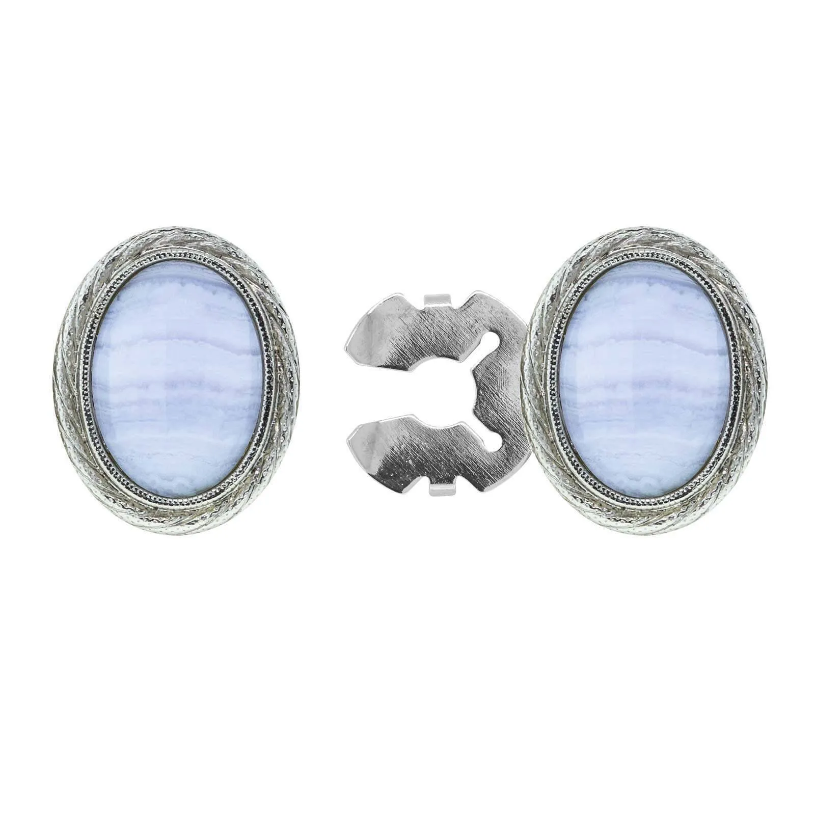1928 Jewelry CUFF IT! Cufflinks Genuine Stone Oval Button Cover 1928 Jewelry