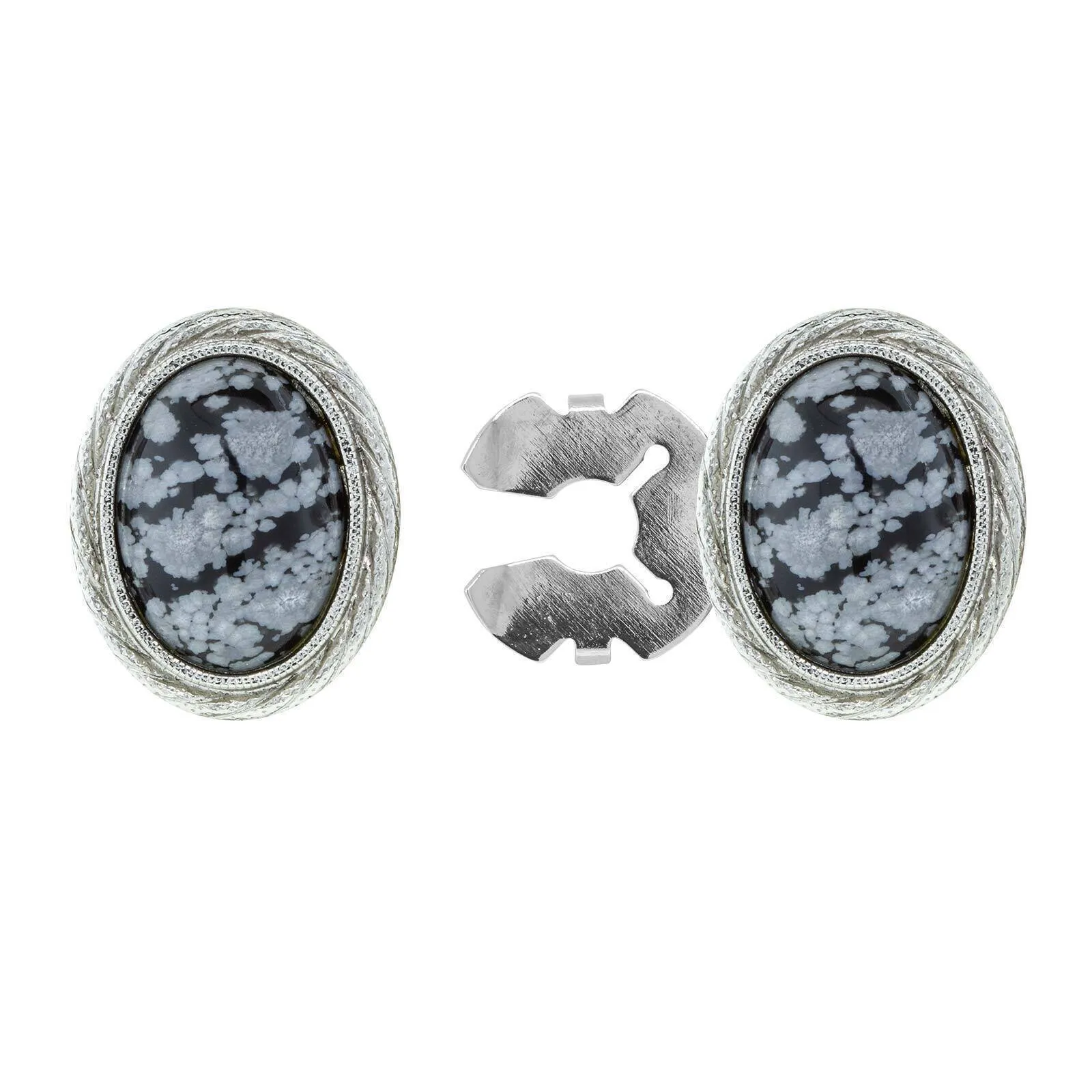1928 Jewelry CUFF IT! Cufflinks Genuine Stone Oval Button Cover 1928 Jewelry