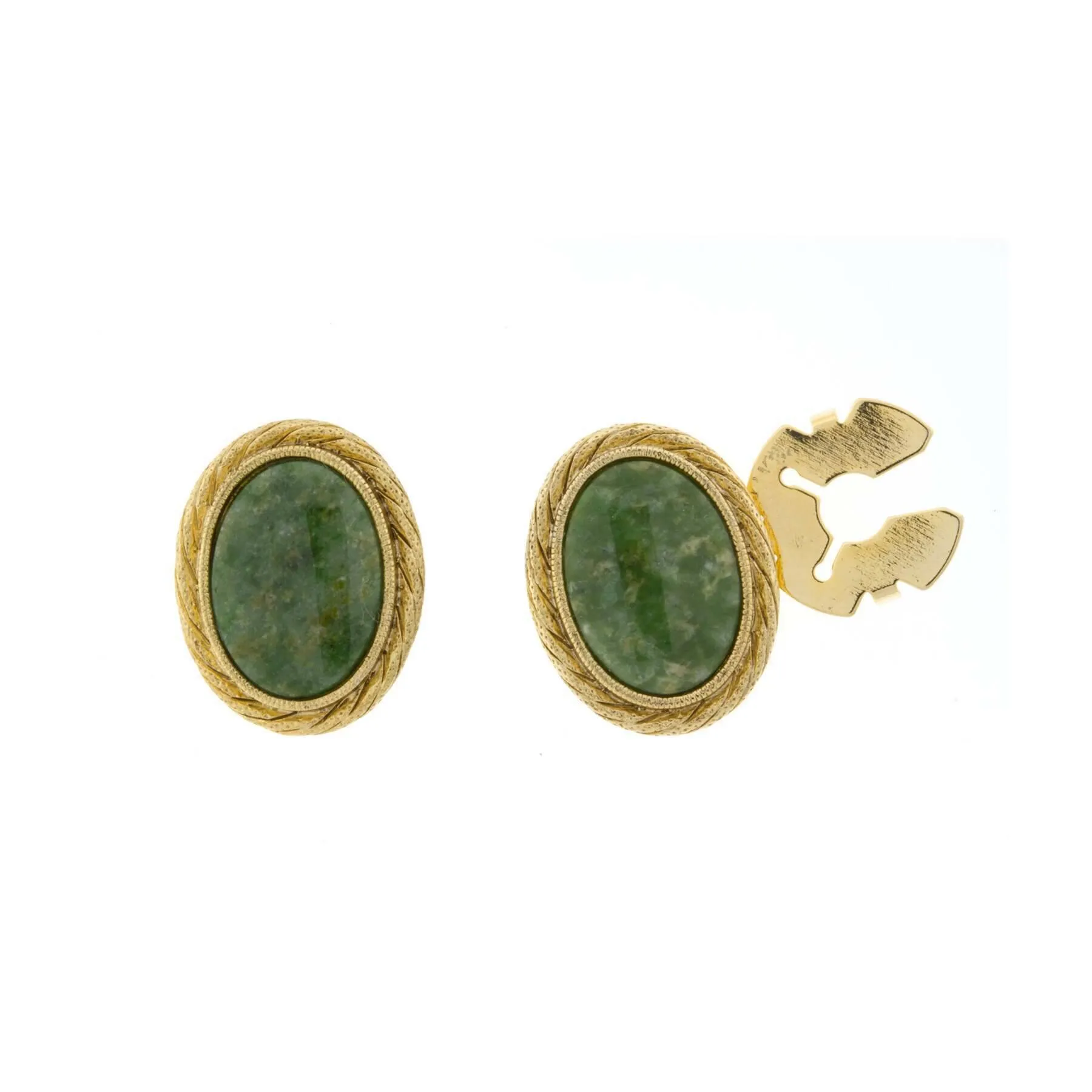 1928 Jewelry CUFF IT!?? Cufflinks Jade Gemstone Button Cover 1928 Jewelry