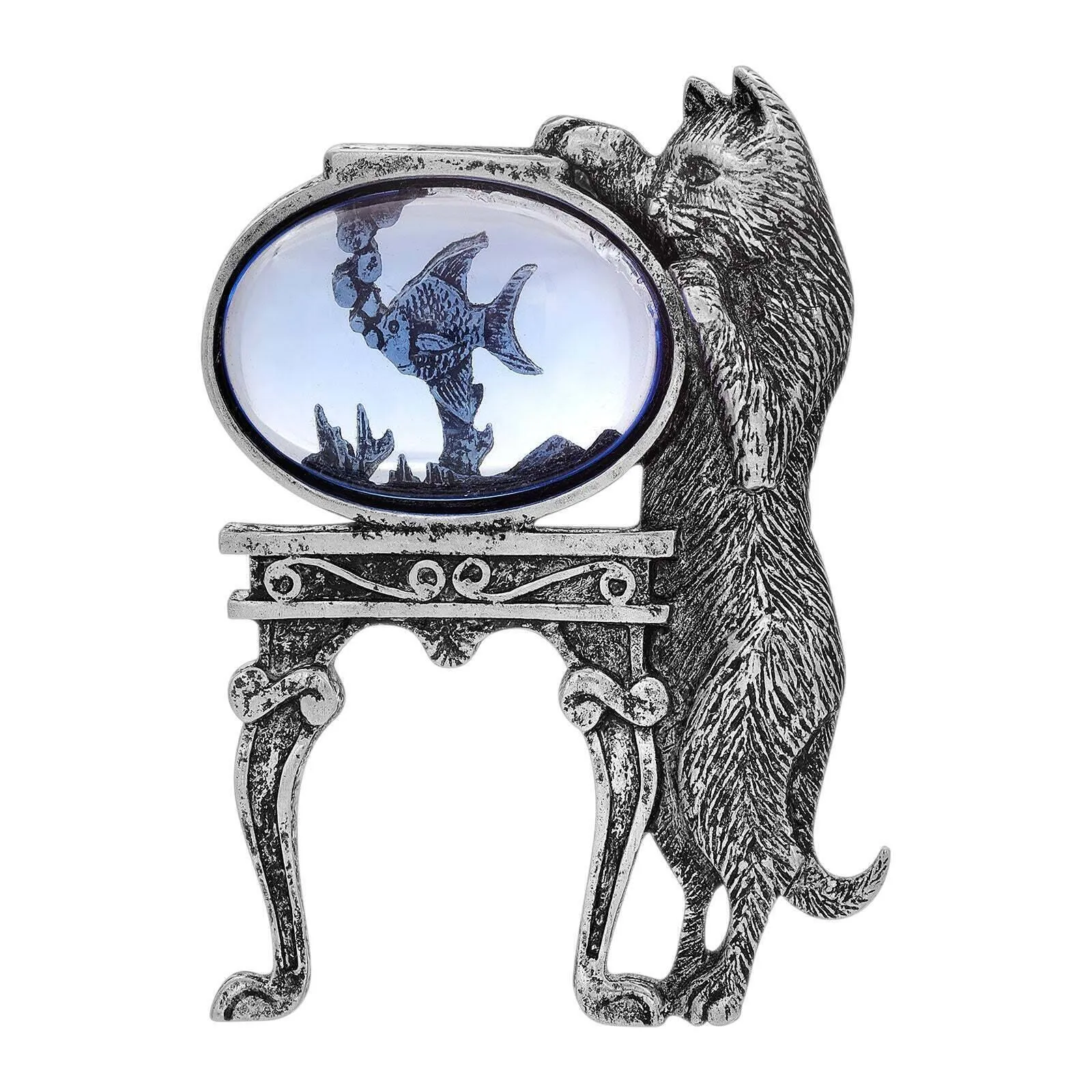 1928 Jewelry Curious Cat and Fishbowl Pin 1928 Jewelry