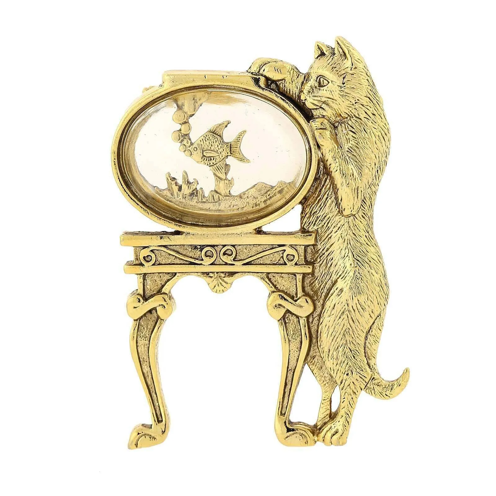 1928 Jewelry Curious Cat and Fishbowl Pin 1928 Jewelry