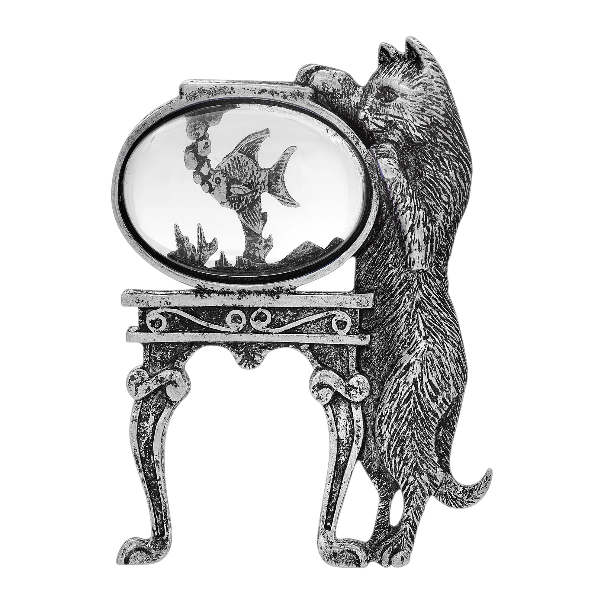 1928 Jewelry Curious Cat and Fishbowl Pin 1928 Jewelry