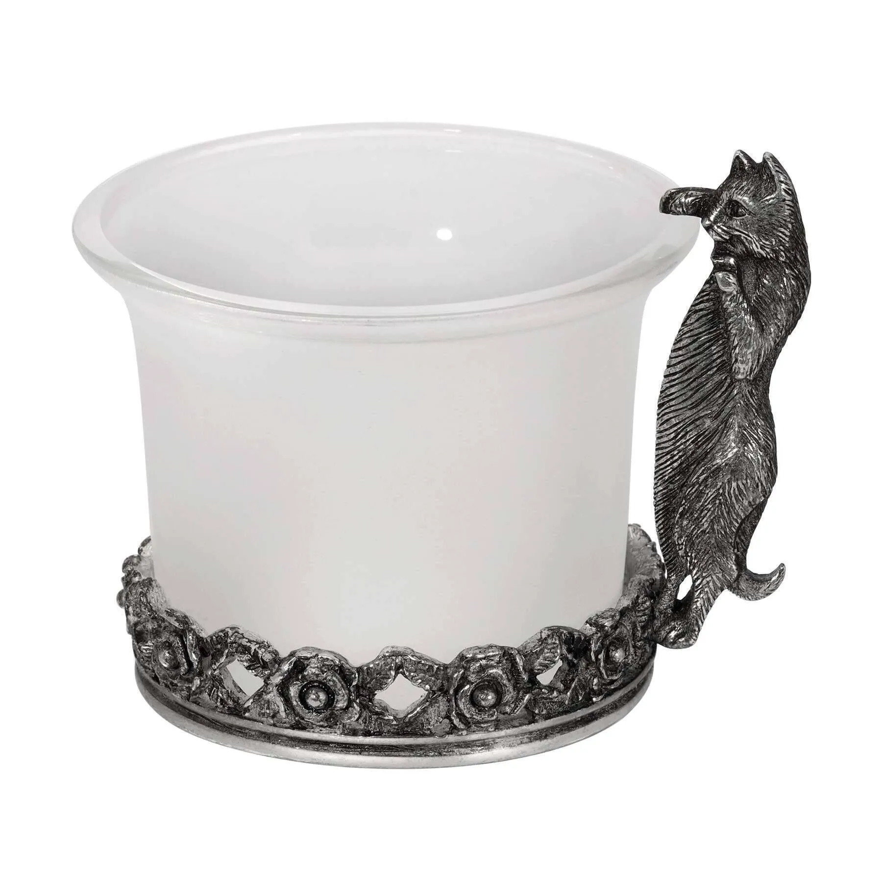 1928 Jewelry Curious Cat White Frosted Glass Candle Holder With Tea Light Led 1928 Jewelry