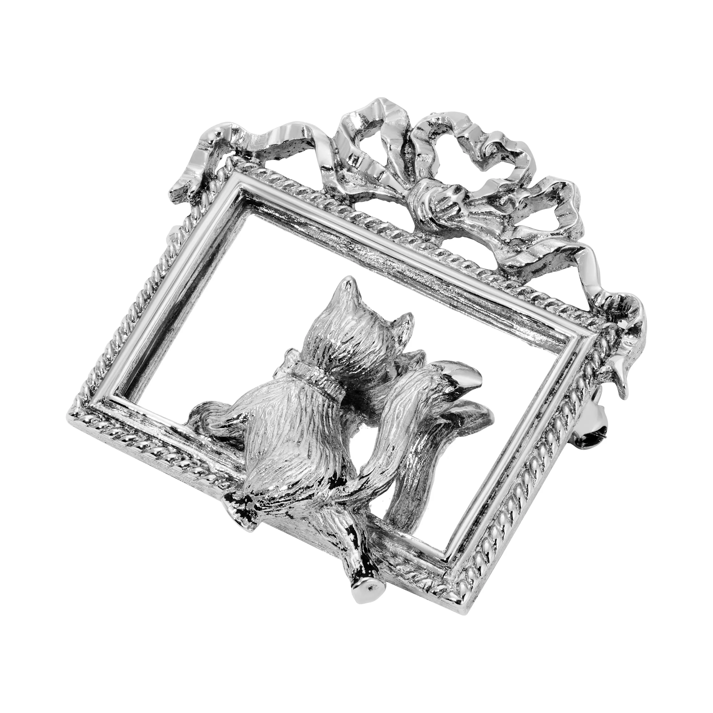 1928 Jewelry Curious Kitty Cat Mirror Frame Pin 1928 Jewelry