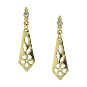 1928 Jewelry Cutout Drop Earrings With Crystal Post Accents 1928 Jewelry