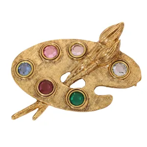 1928 Jewelry Da Vinci's Brush & Paint Palette Brooch 1928 Jewelry