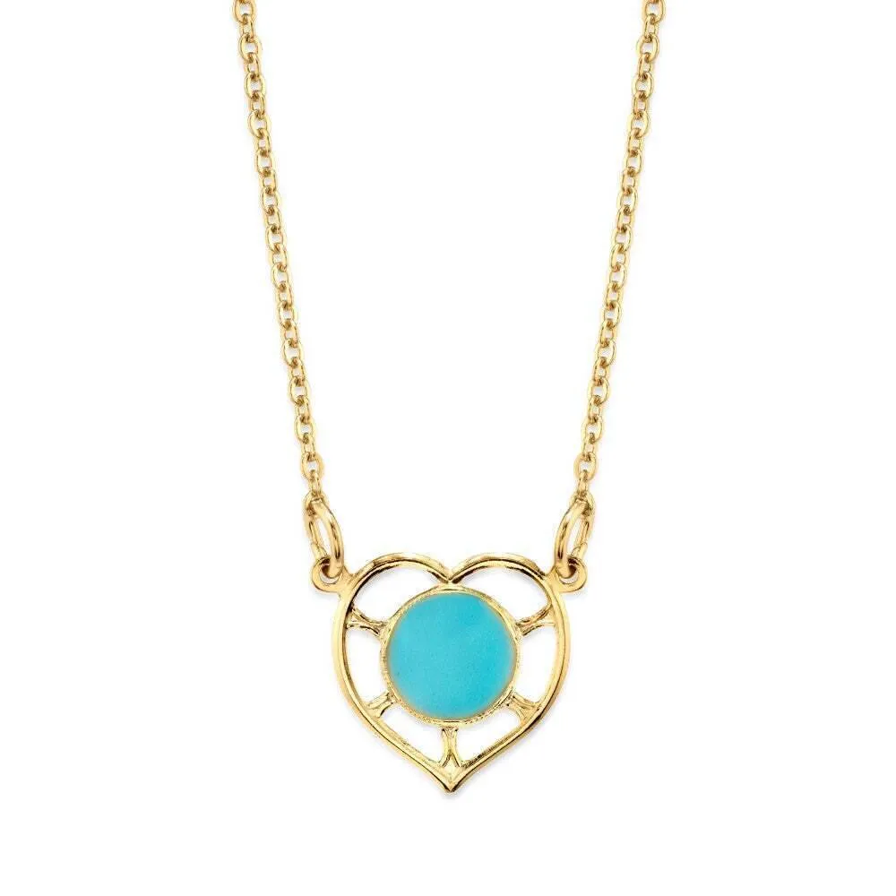 1928 Jewelry Dainty Heart With Enamel Circle Pendant Necklace 16" 1928 Jewelry