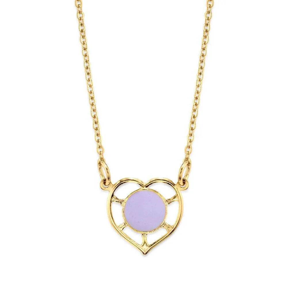 1928 Jewelry Dainty Heart With Enamel Circle Pendant Necklace 16" 1928 Jewelry