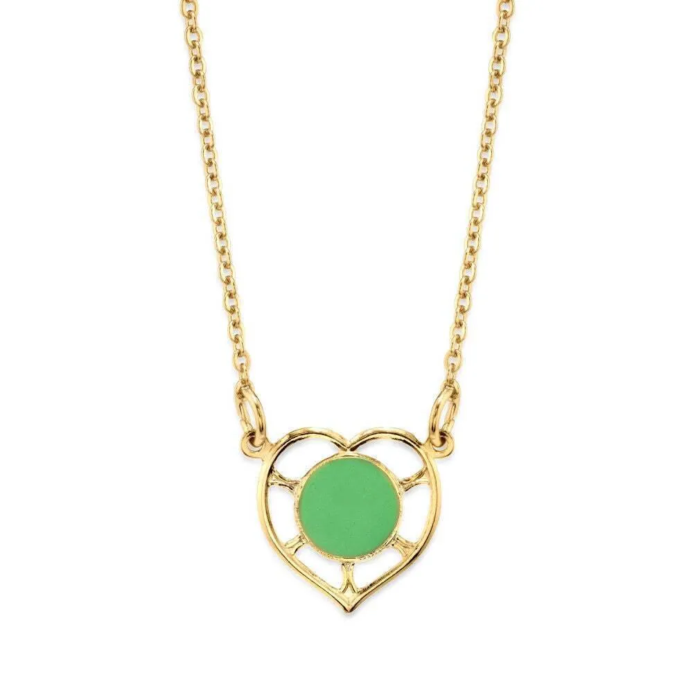 1928 Jewelry Dainty Heart With Enamel Circle Pendant Necklace 16" 1928 Jewelry