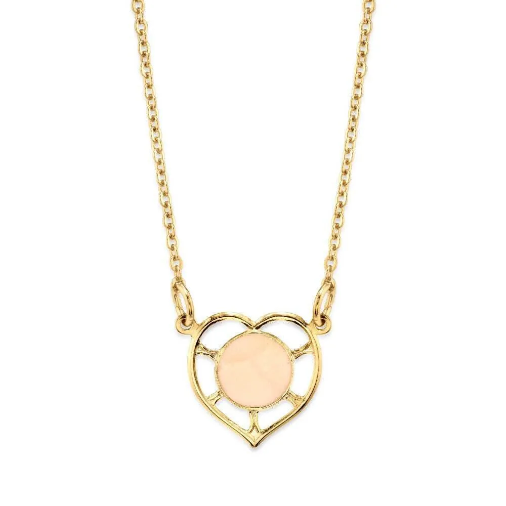 1928 Jewelry Dainty Heart With Enamel Circle Pendant Necklace 16" 1928 Jewelry