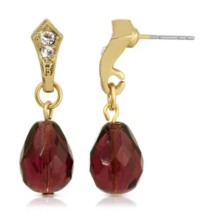 1928 Jewelry Dark Amethyst Post Drop Earrings 1928 Jewelry