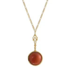 1928 Jewelry Deco Carnelian Semi Precious Gemstone Elegant Pendant Necklace 28" 1928 Jewelry