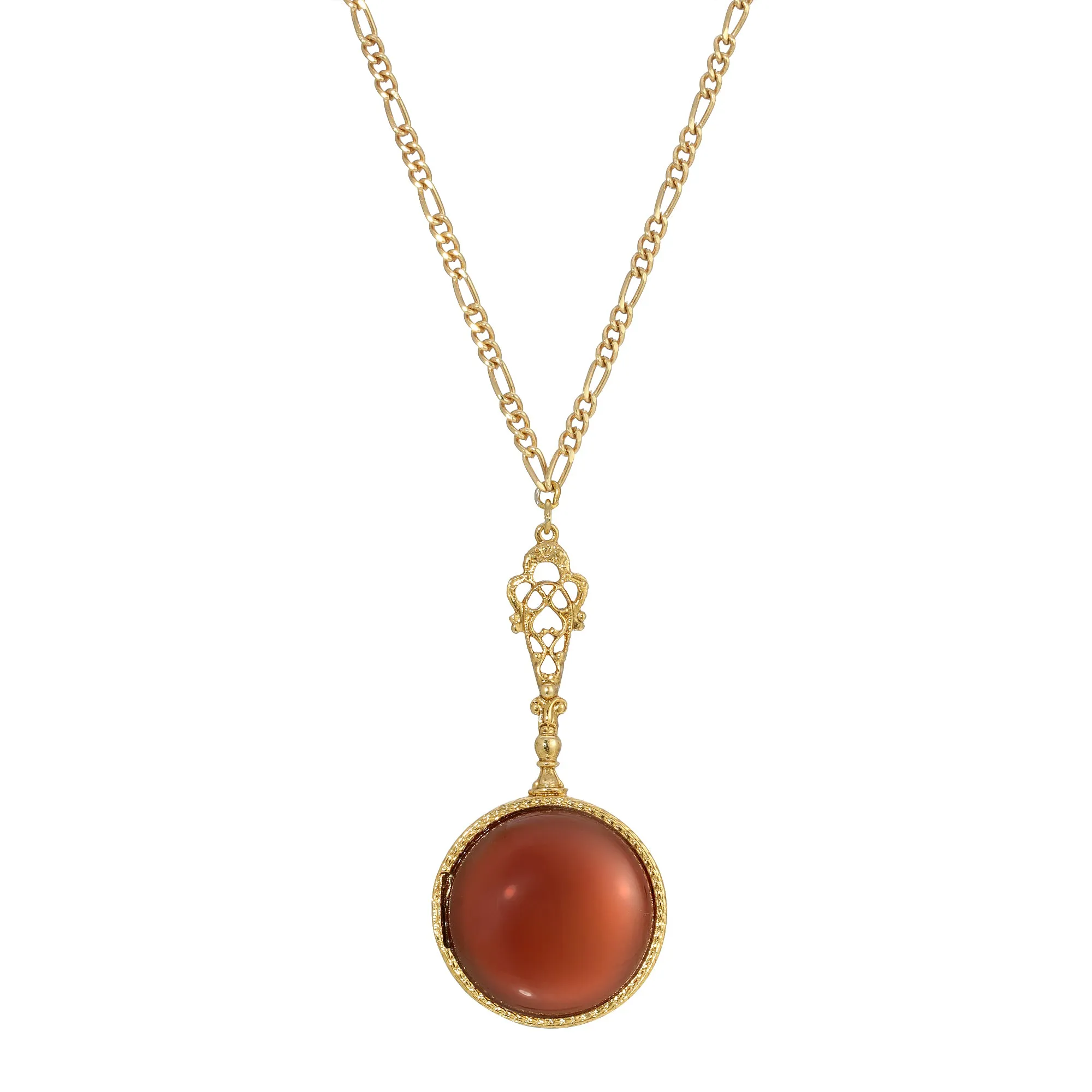 1928 Jewelry Deco Carnelian Semi Precious Gemstone Elegant Pendant Necklace 28" 1928 Jewelry