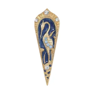 1928 Jewelry Deco Crane Blue Enamel Austrian Crystal Pin 1928 Jewelry
