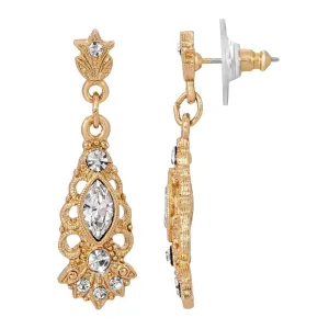1928 Jewelry Deco Eleganza Euro Crystal Filigree Drop Earrings 1928 Jewelry