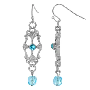 1928 Jewelry Deco Flare Aqua Blue Crystal Drop Earrings 1928 Jewelry
