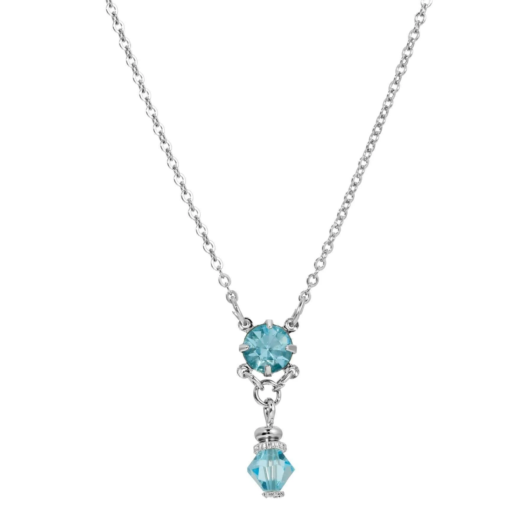 1928 Jewelry Deco Flare Crystal Drop Pendant Necklace 18" 1928 Jewelry
