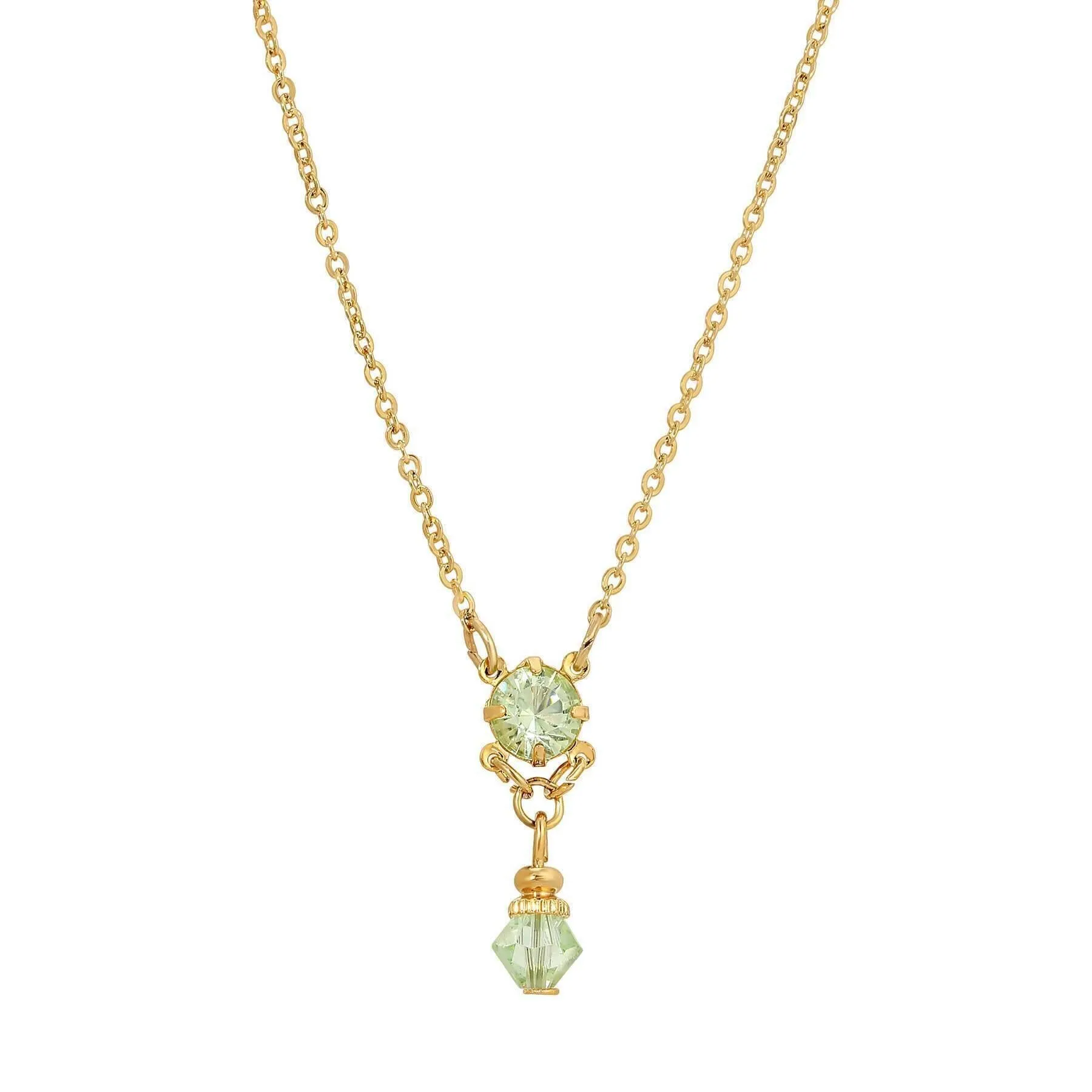1928 Jewelry Deco Flare Crystal Drop Pendant Necklace 18" 1928 Jewelry