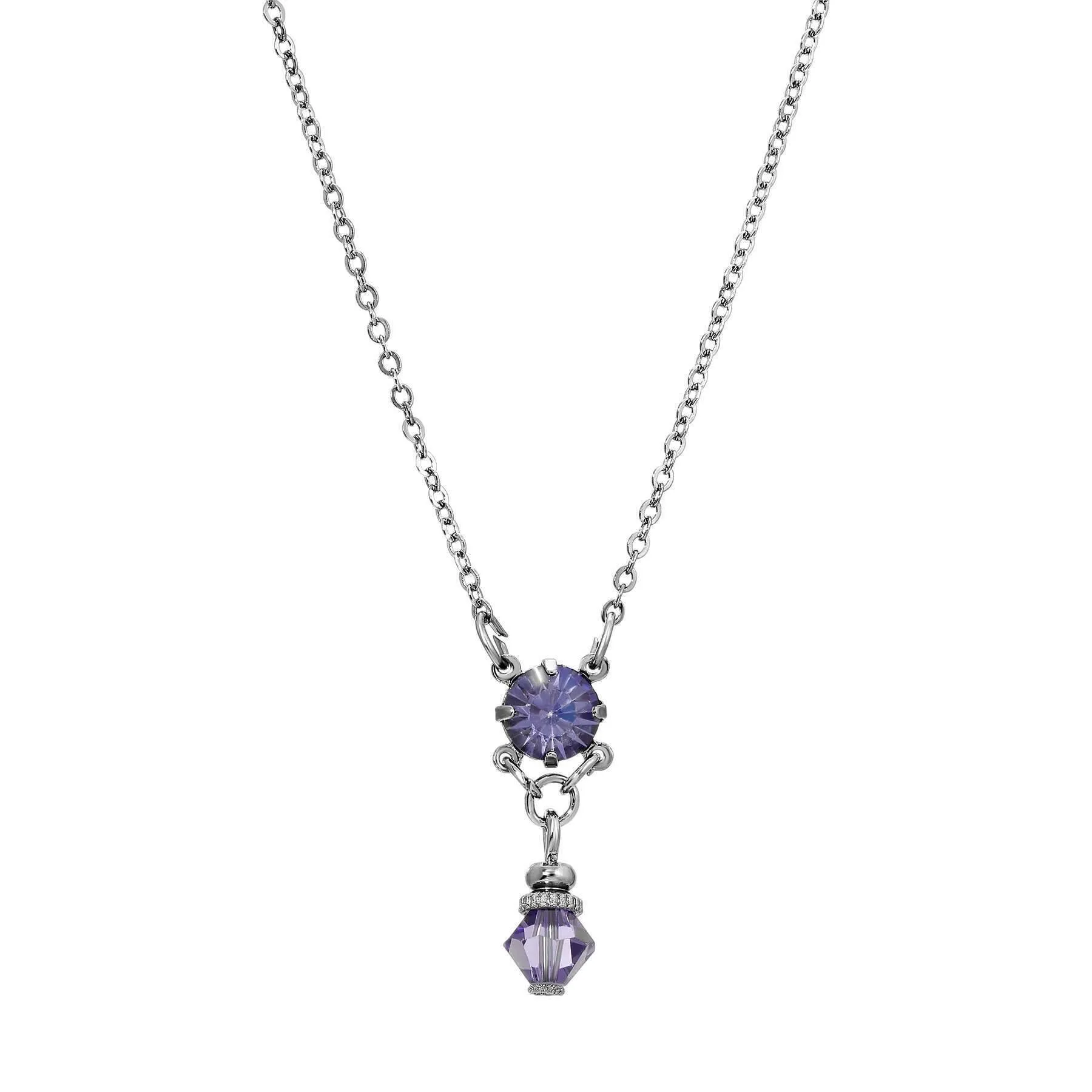1928 Jewelry Deco Flare Crystal Drop Pendant Necklace 18" 1928 Jewelry