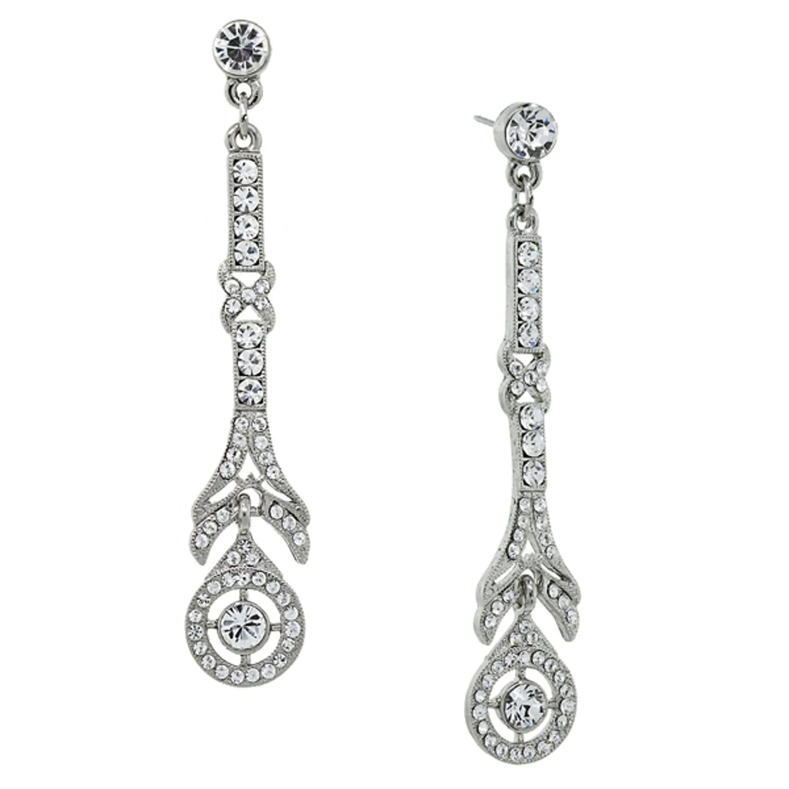 1928 Jewelry Deco Glam Crystal Linear Earrings 1928 Jewelry
