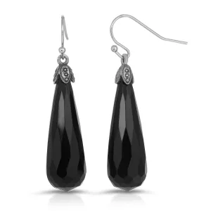 1928 Jewelry Deco Jet Black Teardrop Earrings 1928 Jewelry