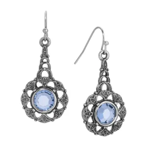 1928 Jewelry Deco Light Sapphire Channel Crystal Drop Earrings 1928 Jewelry