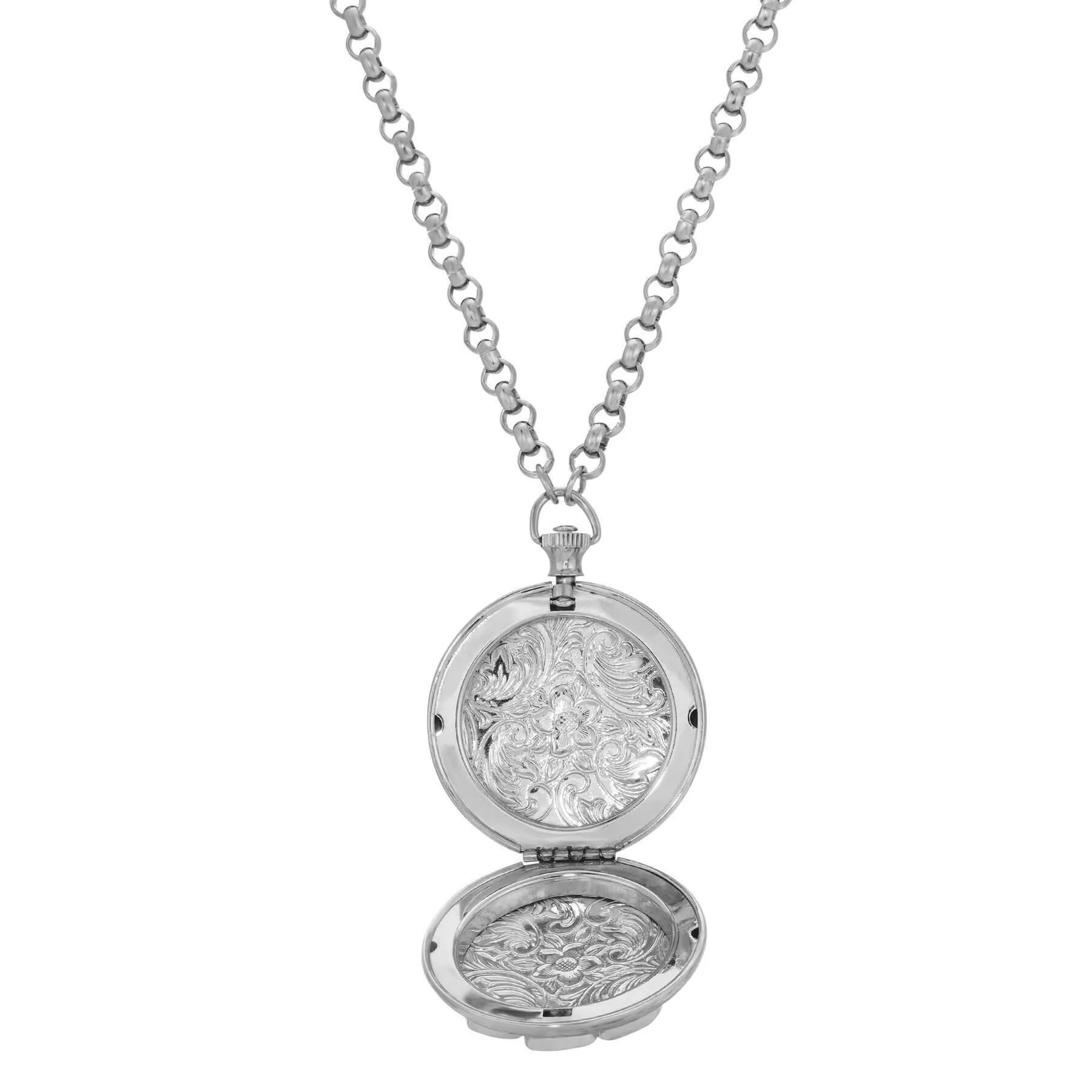 1928 Jewelry Deco Lux Crystal Pocket Watch Locket Necklace 28" 1928 Jewelry