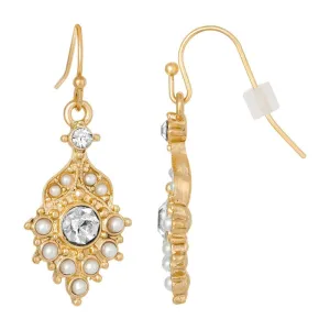 1928 Jewelry Deco Lux Faux Pearl Crystal Drop Earrings 1928 Jewelry
