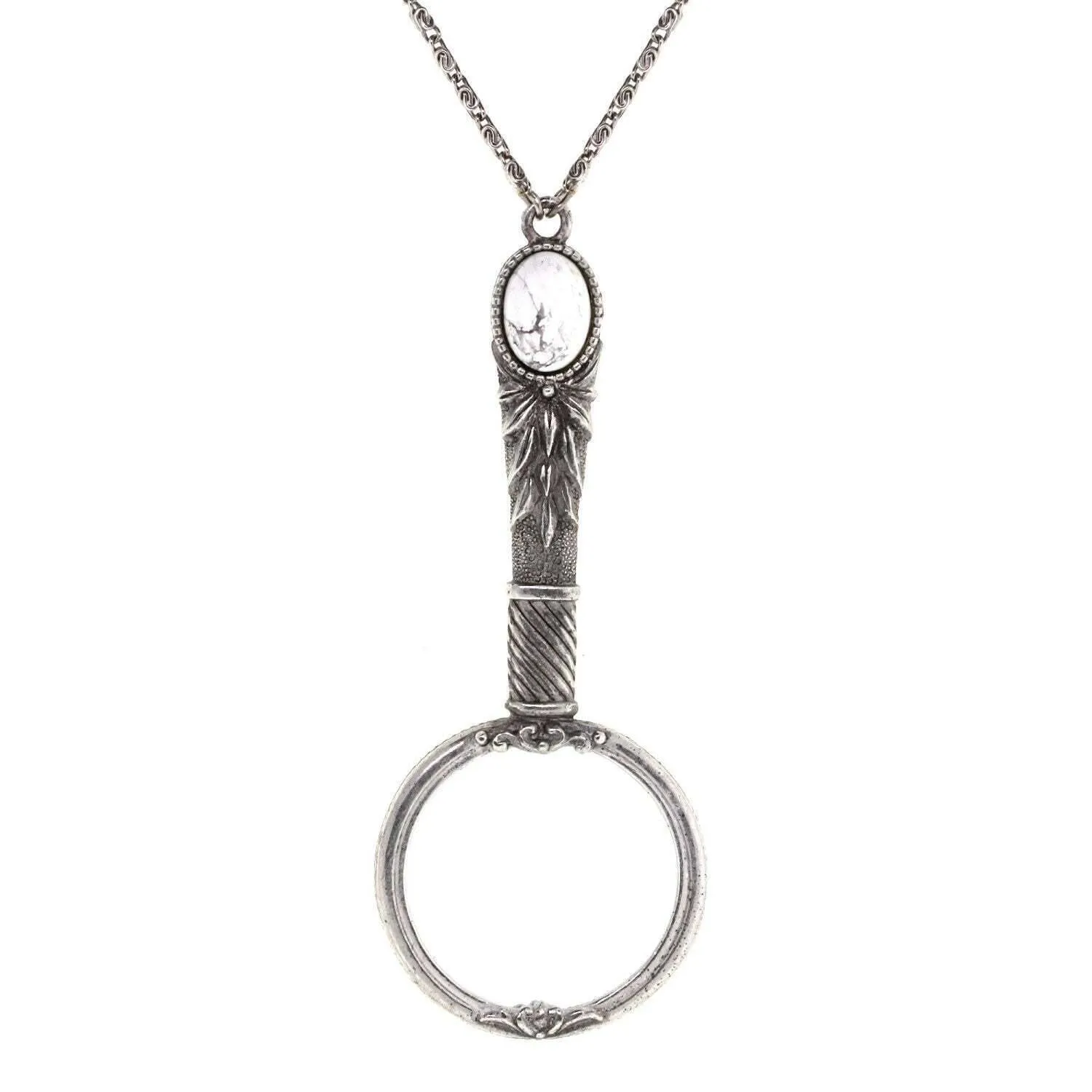 1928 Jewelry Deco Oval Gemstone Magnifying Glass Pendant Necklace 30" - Magnification Power: 2X 1928 Jewelry