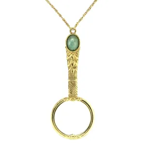 1928 Jewelry Deco Oval Gemstone Magnifying Glass Pendant Necklace 30" - Magnification Power: 2X 1928 Jewelry
