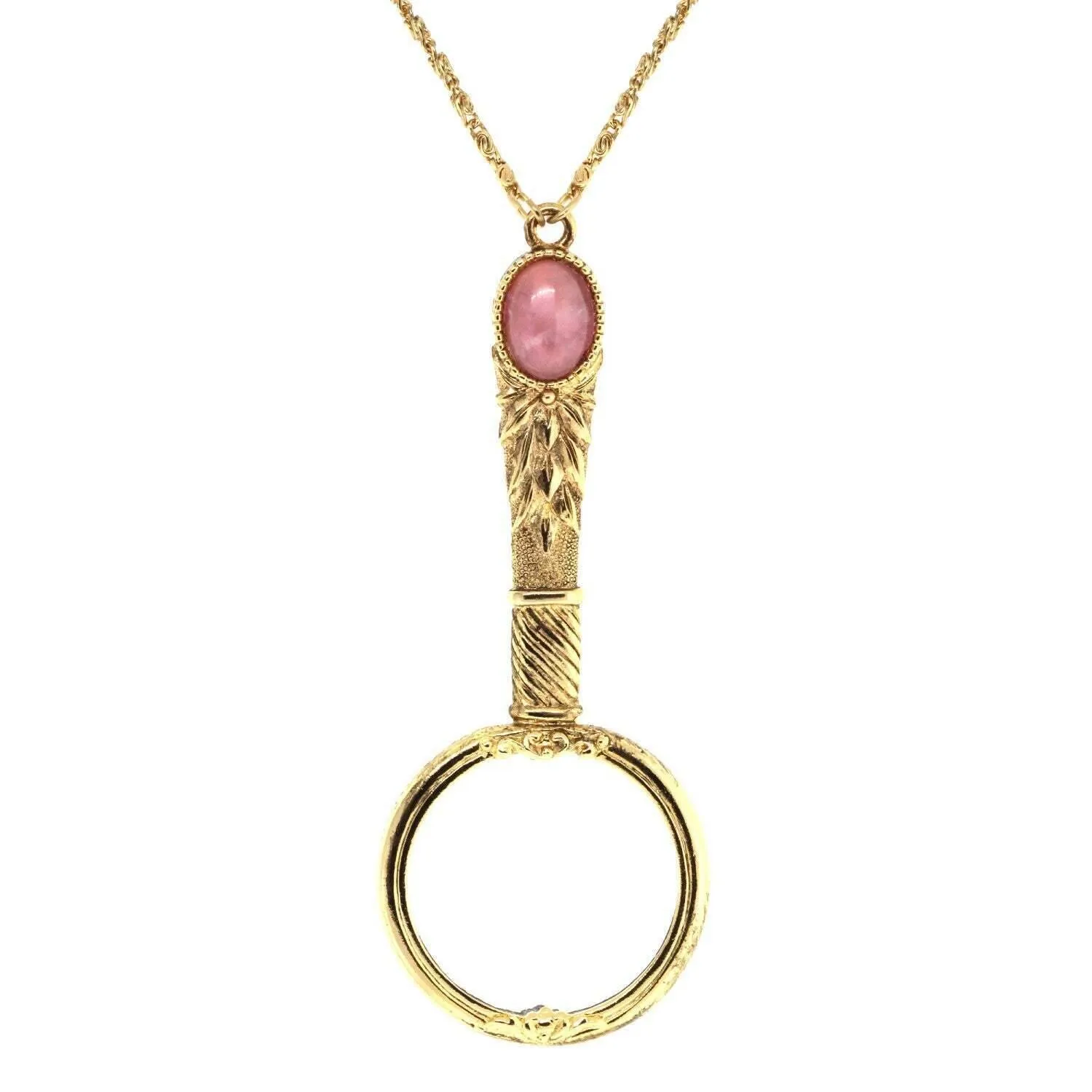 1928 Jewelry Deco Oval Gemstone Magnifying Glass Pendant Necklace 30" - Magnification Power: 2X 1928 Jewelry