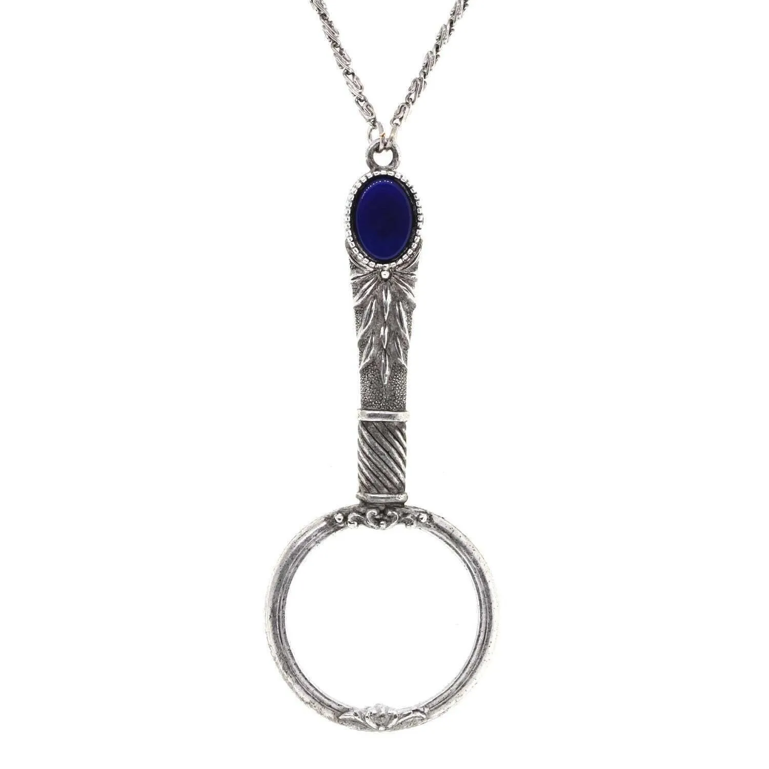 1928 Jewelry Deco Oval Gemstone Magnifying Glass Pendant Necklace 30" - Magnification Power: 2X 1928 Jewelry