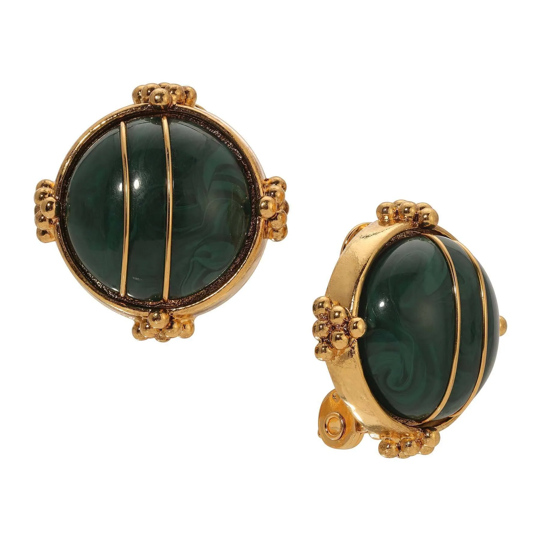 1928 Jewelry Deco Round Wired Stone Clip On Earrings 1928 Jewelry