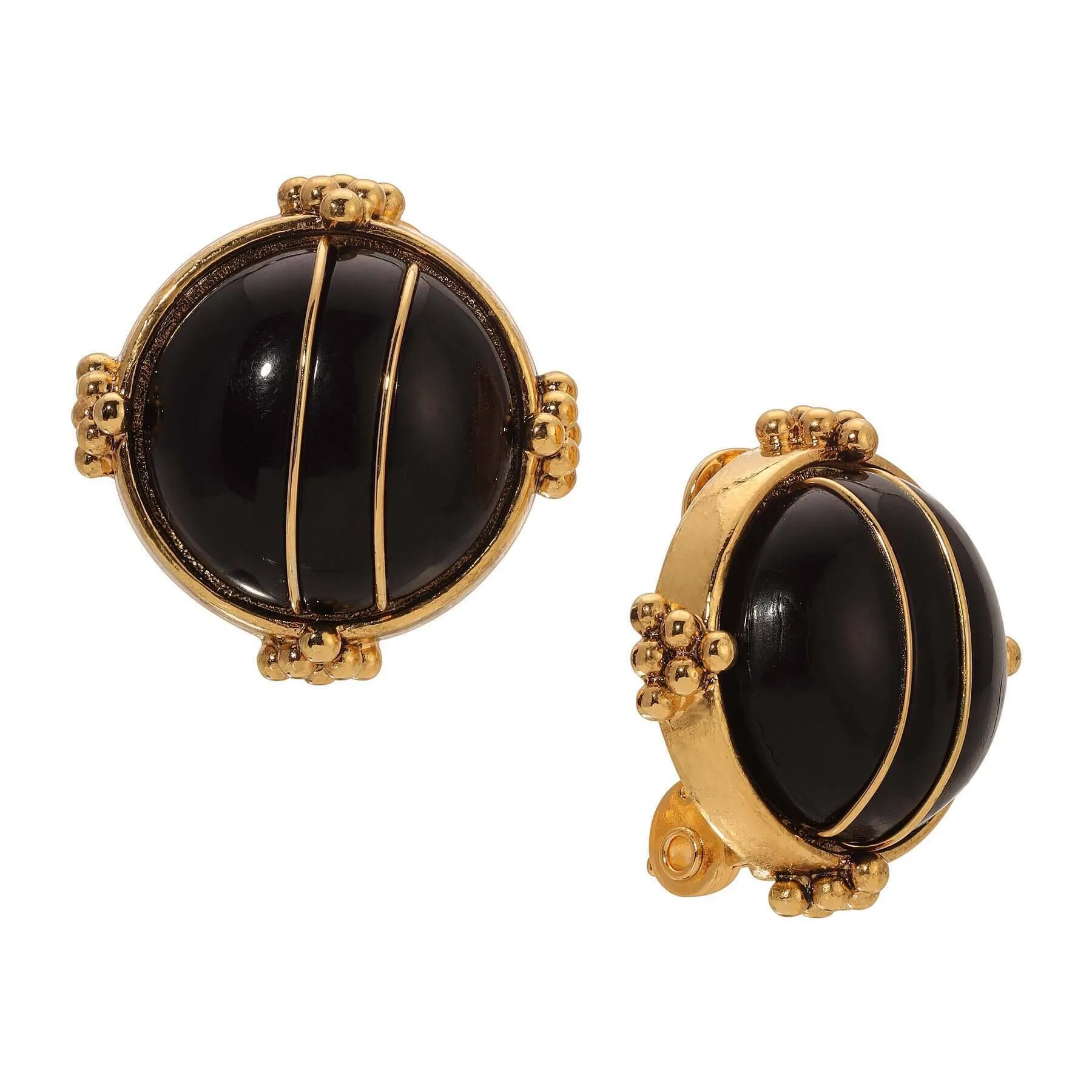 1928 Jewelry Deco Round Wired Stone Clip On Earrings 1928 Jewelry