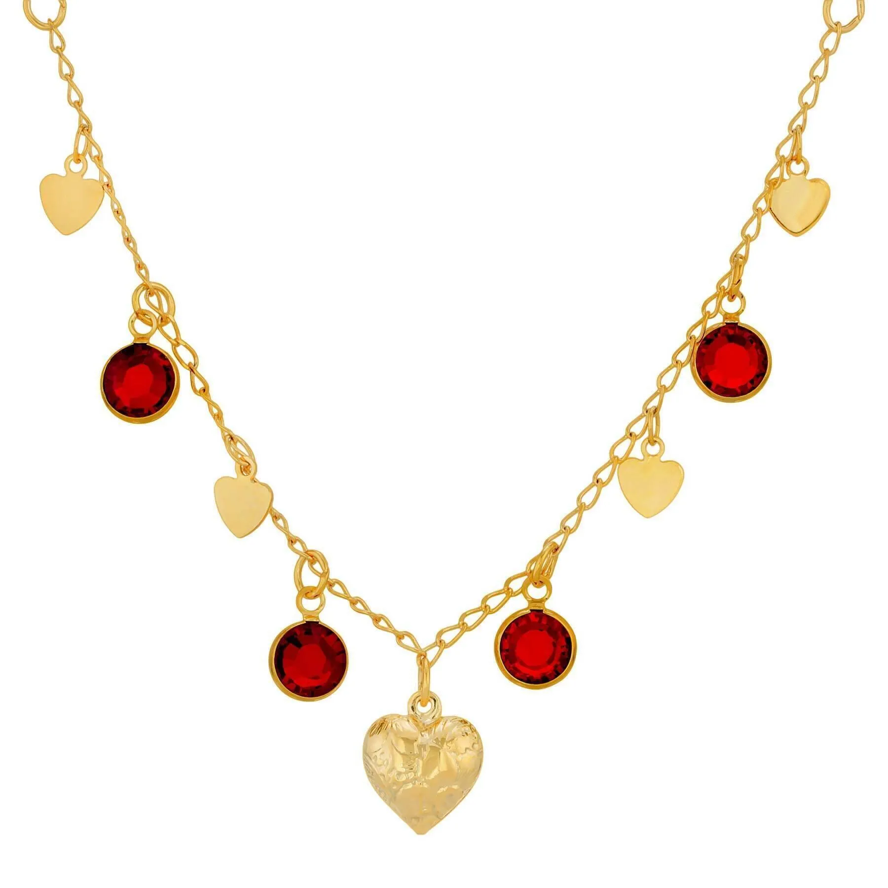 1928 Jewelry Diamond Channel Austrian Crystal Stones with Hearts Drop Necklace 16"   3" Extender 1928 Jewelry