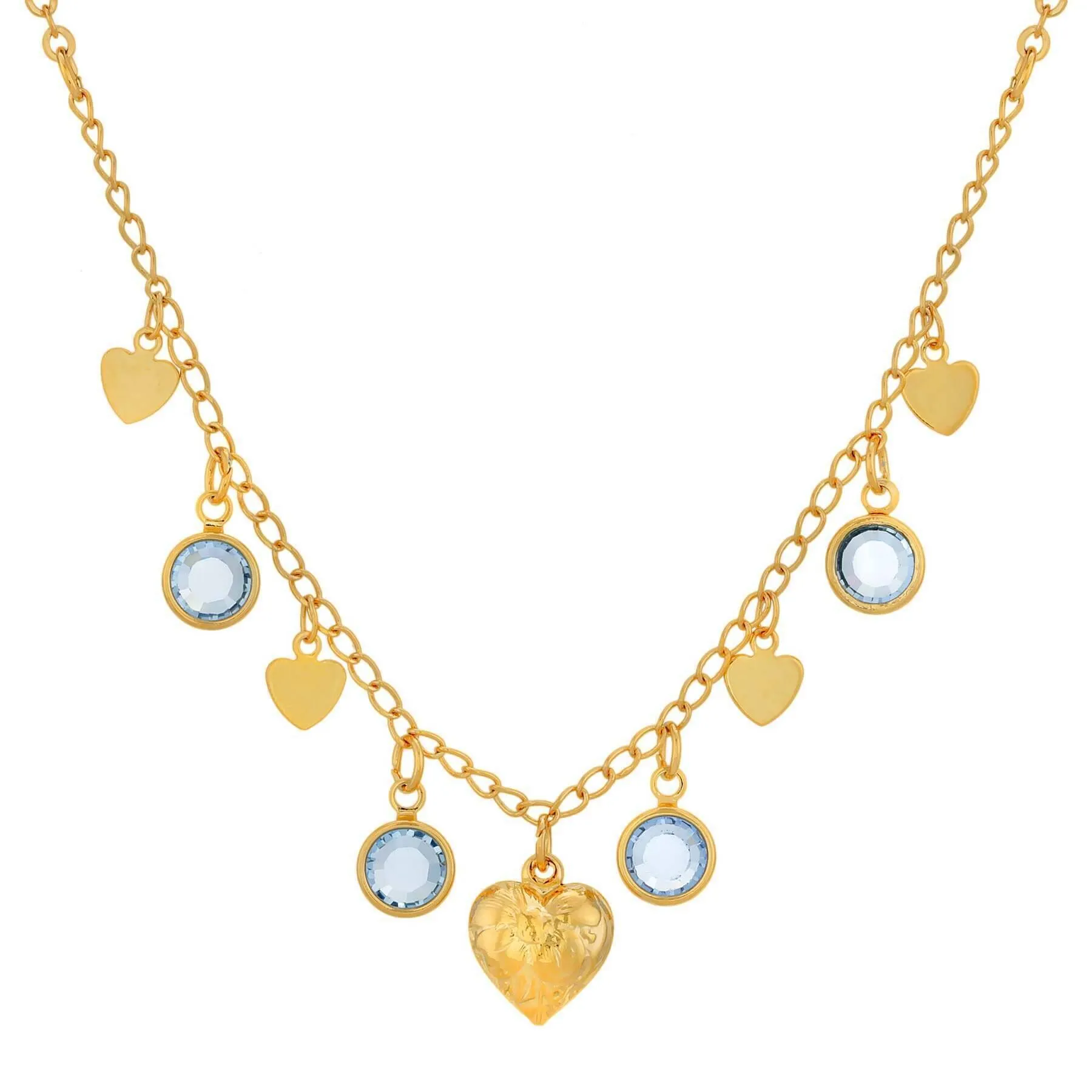 1928 Jewelry Diamond Channel Austrian Crystal Stones with Hearts Drop Necklace 16"   3" Extender 1928 Jewelry