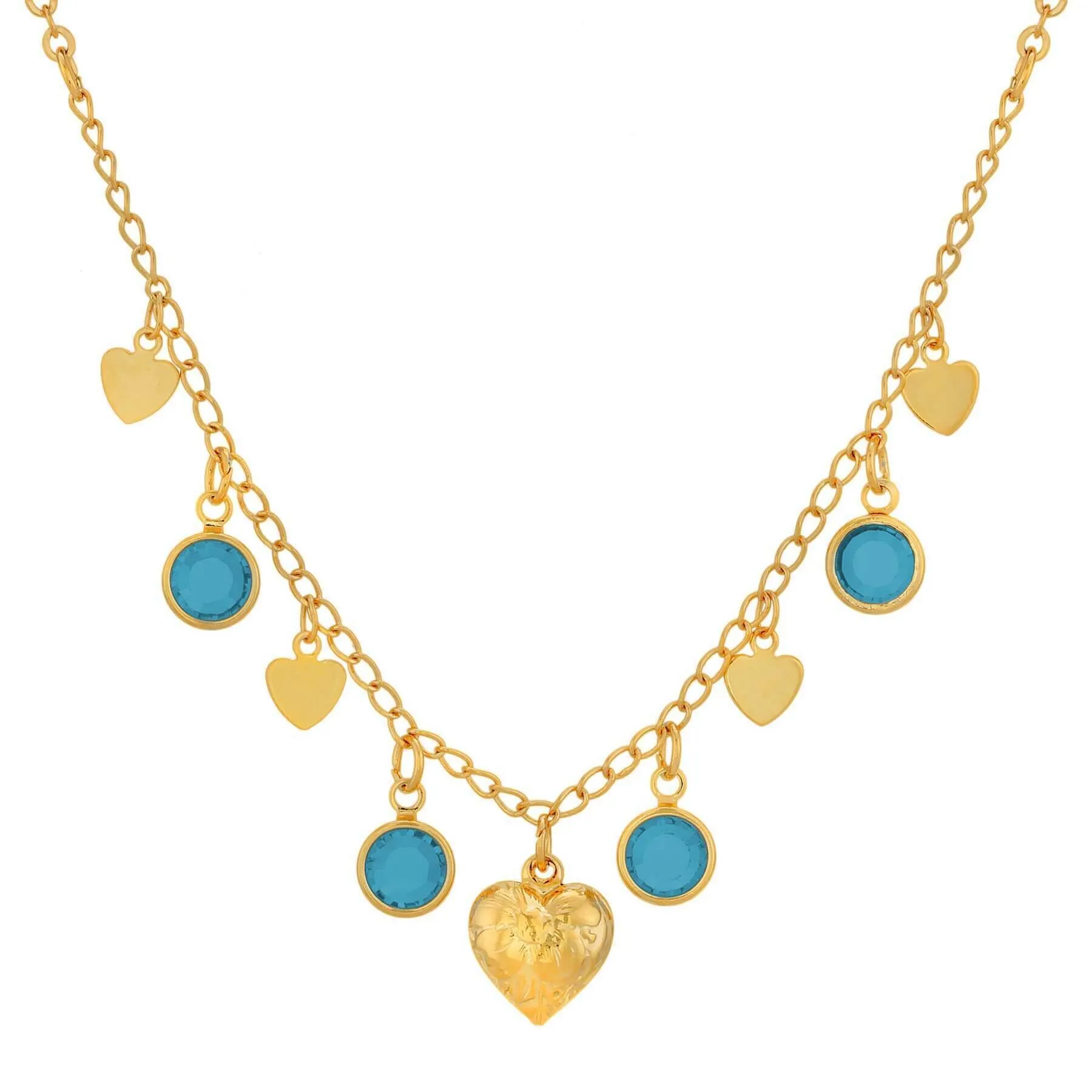 1928 Jewelry Diamond Channel Austrian Crystal Stones with Hearts Drop Necklace 16"   3" Extender 1928 Jewelry