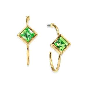 1928 Jewelry Diamond Shape Crystal Open Hoop Stainless Steel Post Earrings 1928 Jewelry