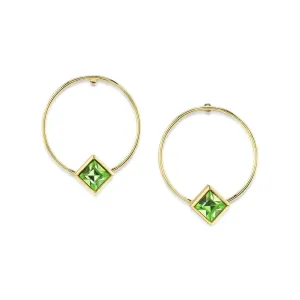 1928 Jewelry Diamond Shape Crystal Stainless Steel Dainty Round Hoop Post Earrings 1928 Jewelry
