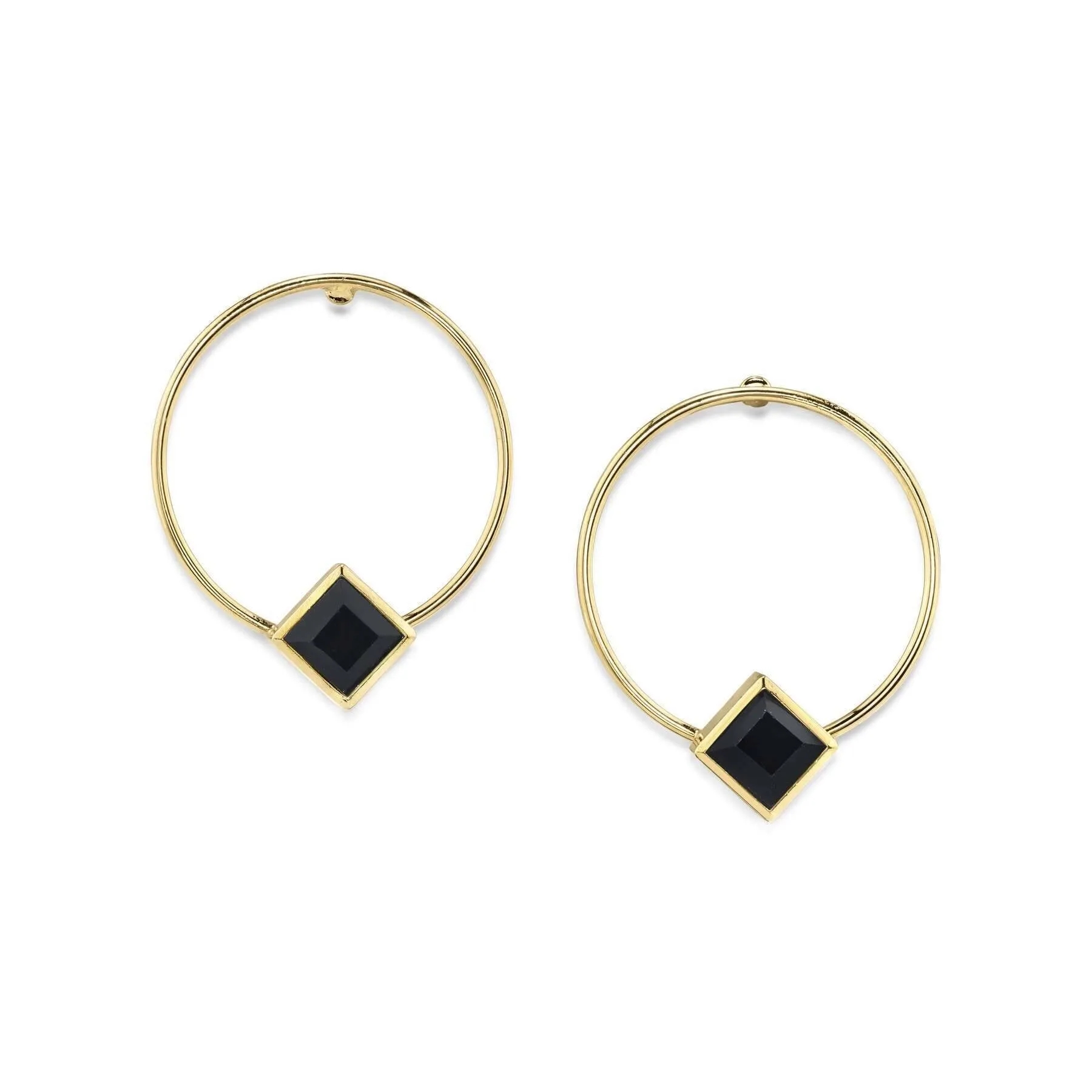 1928 Jewelry Diamond Shape Crystal Stainless Steel Dainty Round Hoop Post Earrings 1928 Jewelry