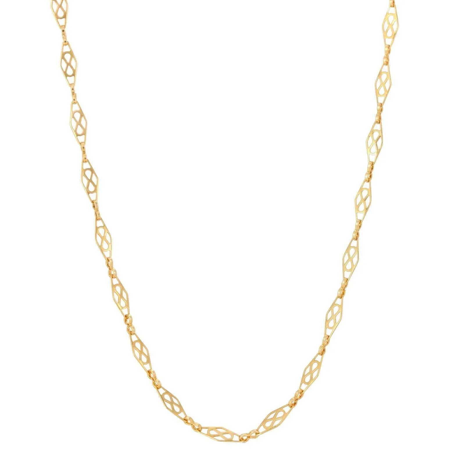 1928 Jewelry Diamond Shaped Pierced Chain Necklace 16" 1928 Jewelry