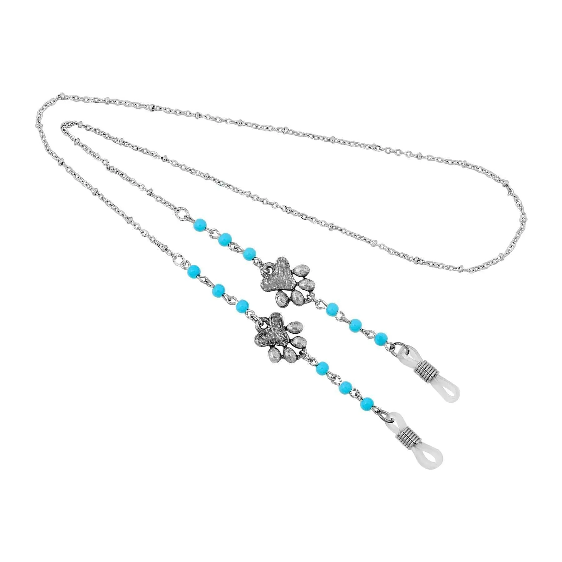 1928 Jewelry Dog Paw Turquoise Bead Eyeglass Holder Chain Necklace 24" 1928 Jewelry
