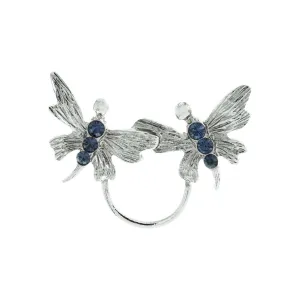 1928 Jewelry Double Butterfly Dark Blue Crystal Eyeglass Pin Holder 1928 Jewelry